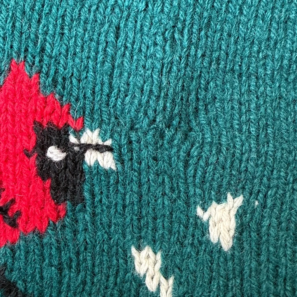 Vintage Quissett Cove Cardinal Birds 100% Shetland WOOL Cardigan Sweater - Picture 5 of 8